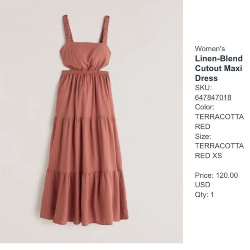 NWT Abercrombie & Fitch Scrunchie Strap Cutout Maxi Dress